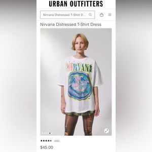 Nirvana Distressed T-Shirt Dress L/XL